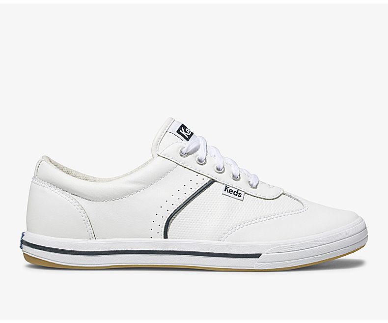 Keds Women's Courty Leather White Lace Up Shoes - UF8094132